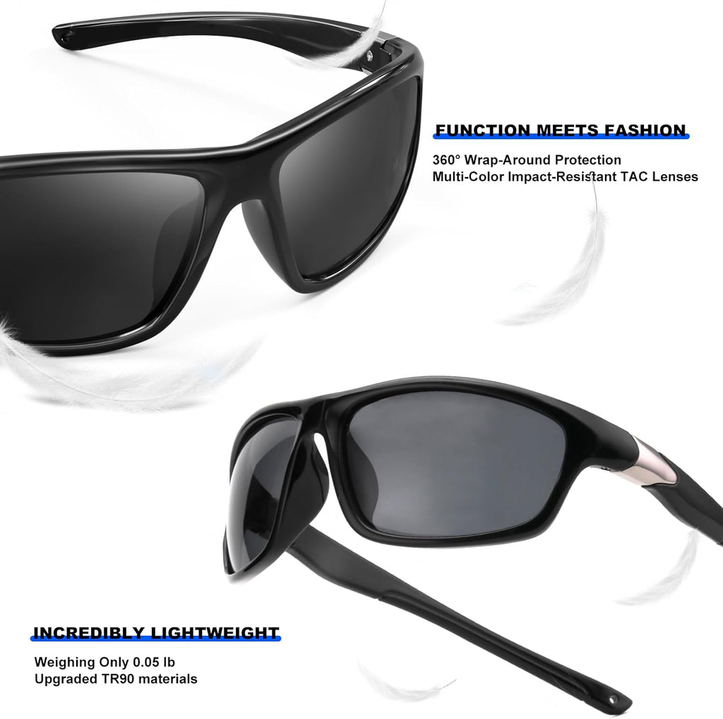 SKYOAK Polarized Sports Sunglasses - Scratch & Saltwater Resistant TR90 Wraparound Design for Men & Women