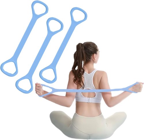 Figure 8 Fitness Resistance Bands - Elastic Workout Bands for Arm & Back Training | 3-Pack Blue