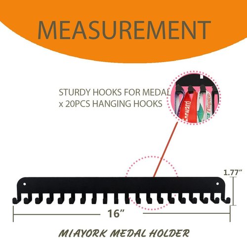 Medal Holder Display Hanger Trophy Shelf - Sturdy Wall Mount Medals Trophys Easy to Install-Race Sports Medal Holder Display Hanger for Gymnastic,Soccer,Runner,Wrest,Football,Basketball