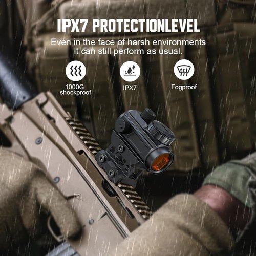VANTARA Red Dot Sight for Rifle - 2 MOA Dot Optic Long Gun Scope Sight with Picatinny Riser Mount & Absolute Co Witness & Adjustable Brightness & Shockproof & Fog-Proof #VHD-02
