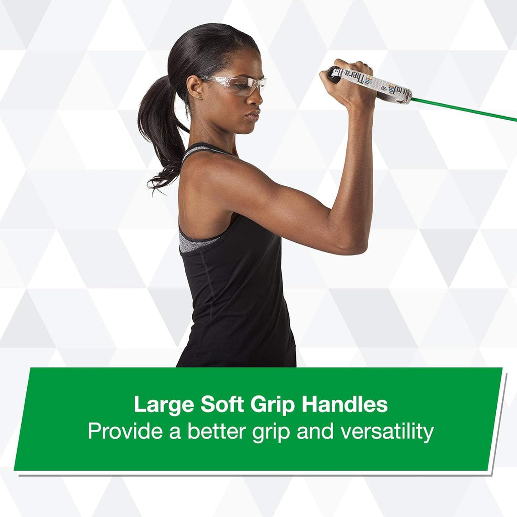 TheraBand Resistance Tubing - Heavy Green Exercise Bands with Soft Handles | 48" for Upper & Lower Body Workouts