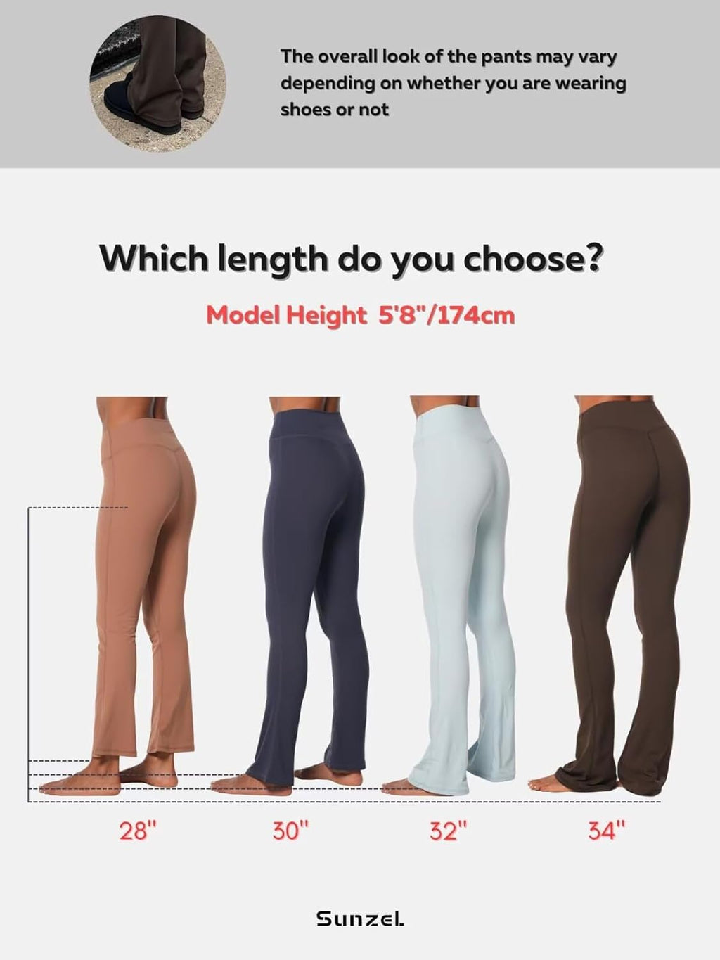 Sunzel High Waist Mini Flared Leggings - Tummy Control Casual Yoga Pants for Women | Perfect for Gym Workouts