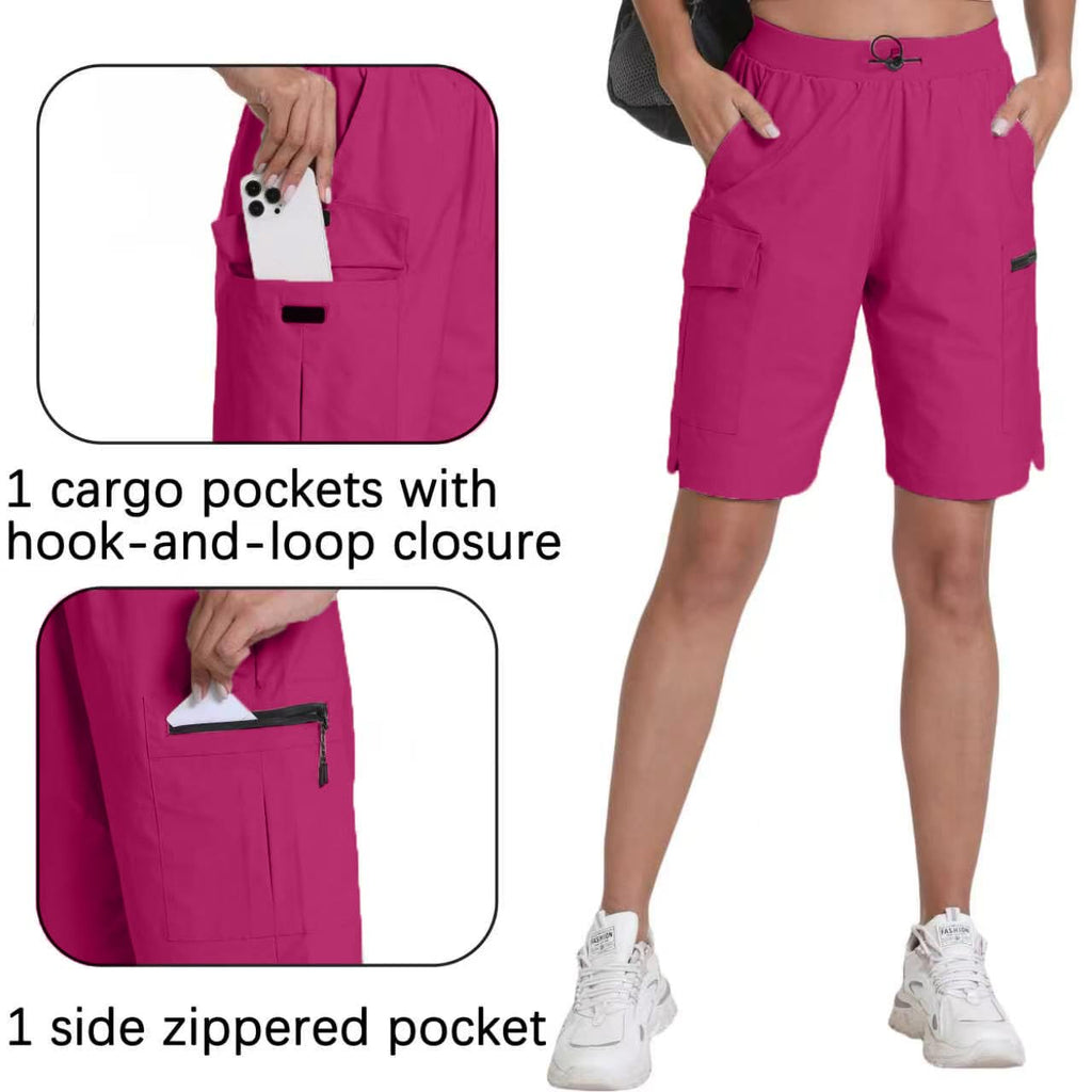 zsenoxaxi Women's Hiking Cargo Shorts Quick Dry Lightweight Shorts for Travel Athletic Golf Casual(Tomato Red,XL)