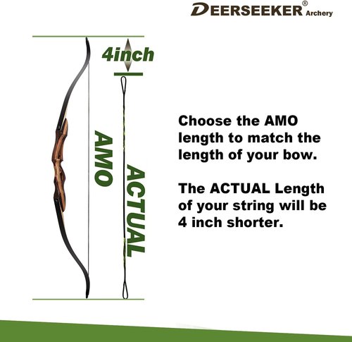 Deerseeker Archery Bowstring Set with 2 Nocking Points Dacron Recurve Bow String Replacement 12, 14, 16 Strands for Traditional Longbow Bow Shooting 48-70 inches (1pcs)