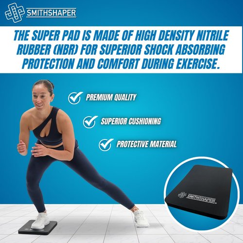 SmithShaper® SUPER PAD Thick Exercise Knee Mat (25.4mm) Cushions Knees and Elbows During Ab Rollouts (ab rolls), Knee Pushups and Planks Workouts/Yoga | Durable, Soft Nitrile Rubber | Resists Odors