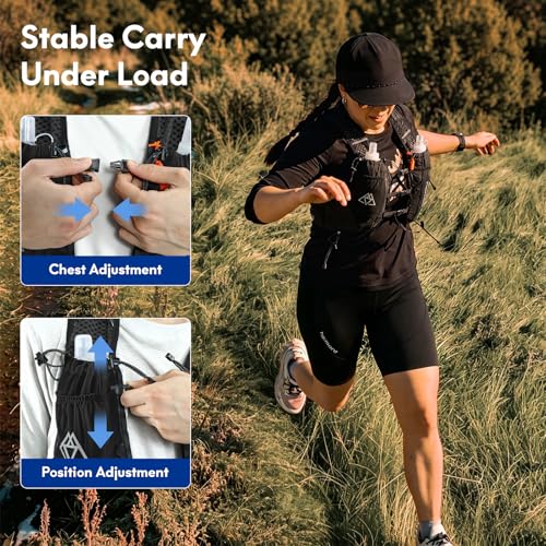 Haimont 10L Trail Running Hydration Vest with Soft Flasks - Black, Medium