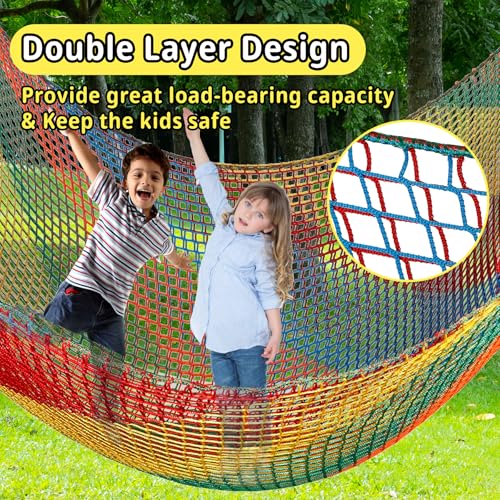Climbing Cargo Net 14.7ft x 9.8ft Multicolored for Treehouse & Playground