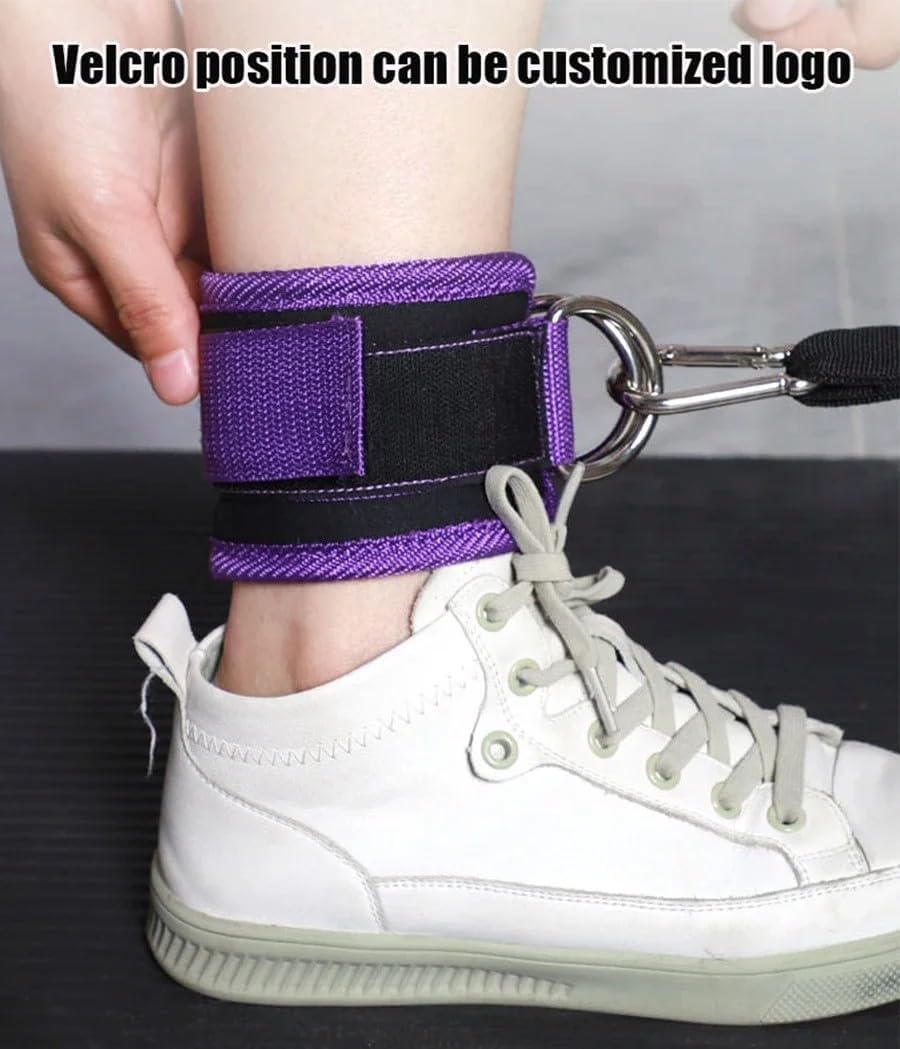 Ankle Strap Ankle Resistance Band Wrist Cuff Padded Strap Adjustable Fitness Glute Kickback D-Ring for Cable Machine Gym Foot Leg Training Brace Support 1 Pack (purple)