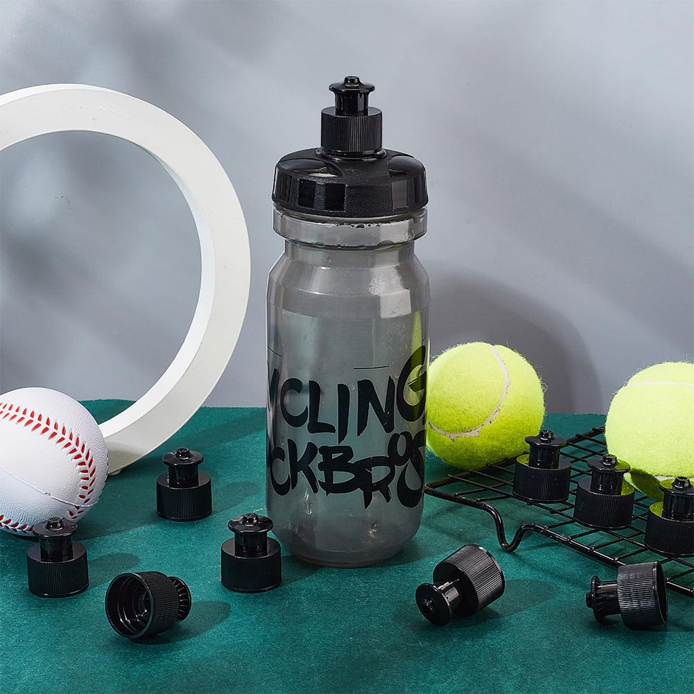 OLYCRAFT 100Pcs 24/410 Black Plastic Push Pull Replacement Caps 24mm Inner Diameter Twisted Sport Bottle Lid 1x1.2 Inch Plastic Water Bottle Cap for Water Bottle Replacement Tops Sport Bottle Lid