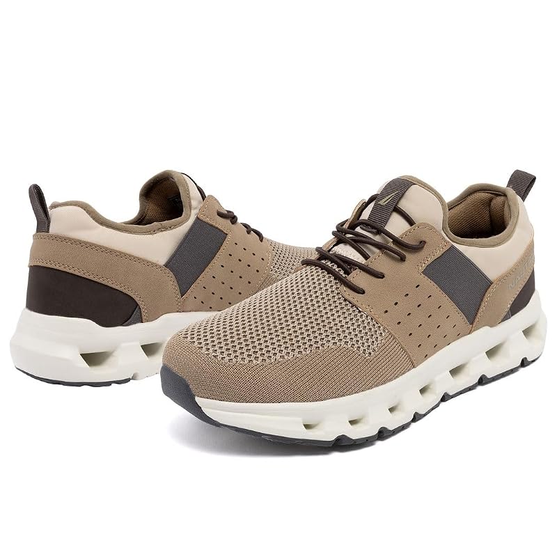 Nautica Men’s Running Sneakers – Taupe, Cushioned, Breathable Lightweight Sport Shoes