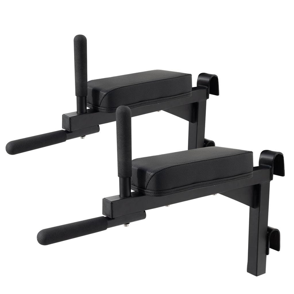 RIOWLAU Swedish Ladder Dip Bar Attachment, Fits TS003A Ladder, Wood Stall Bar for School, Physical Therapy and Gymnastics, Multi-grip (Black, 28"L x 6"W x 20"H)