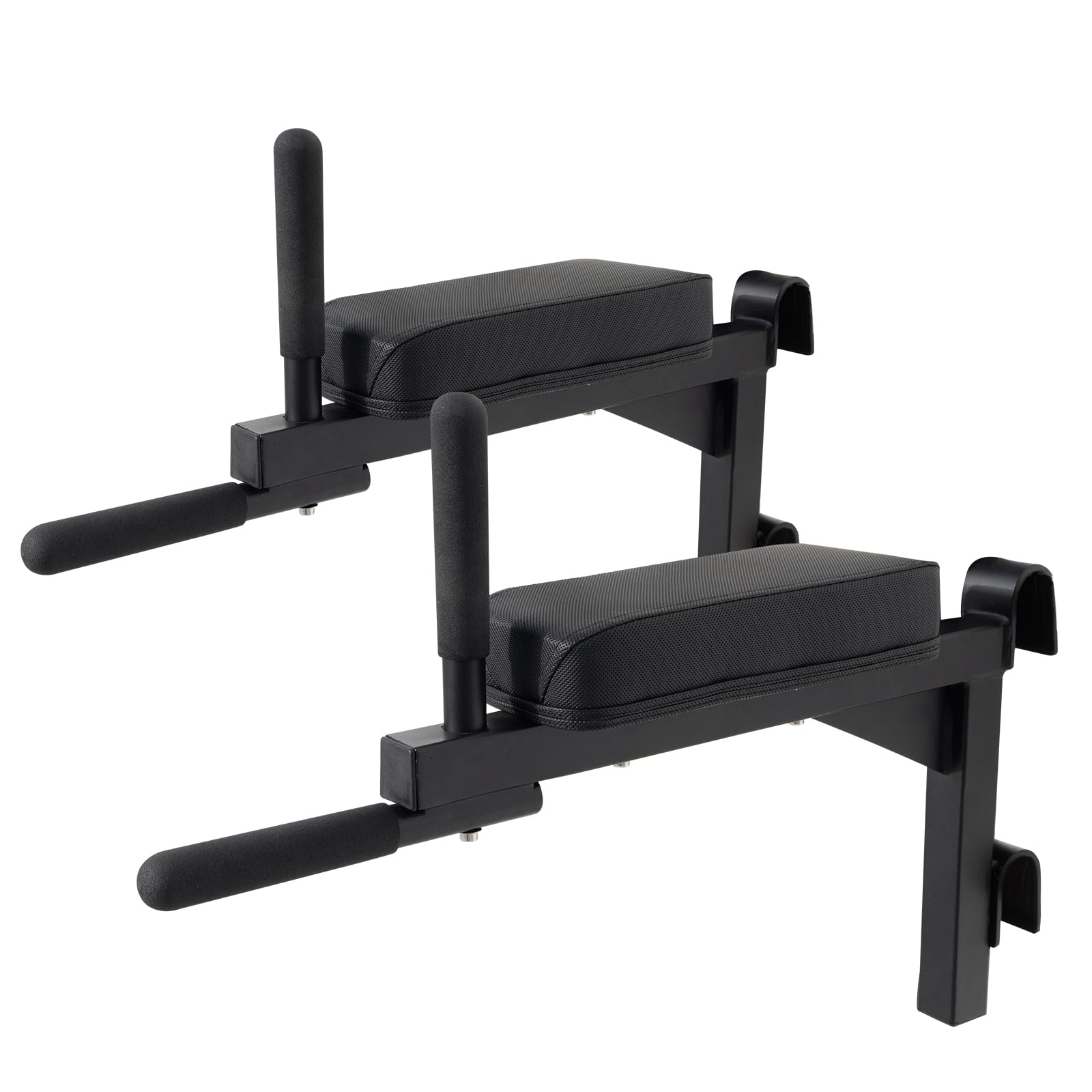 RIOWLAU Swedish Ladder Dip Bar Attachment, Fits TS003A Ladder, Wood Stall Bar for School, Physical Therapy and Gymnastics, Multi-grip (Black, 28"L x 6"W x 20"H)