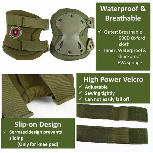 Bargain Crusader Military Tactical Knee Pad Elbow Pad Set Airsoft Knee Elbow Protective Pads Combat Paintball Skate Outdoor Sports Safety Guard Gear (X-Shape Khaki, M, 4pcs Set)
