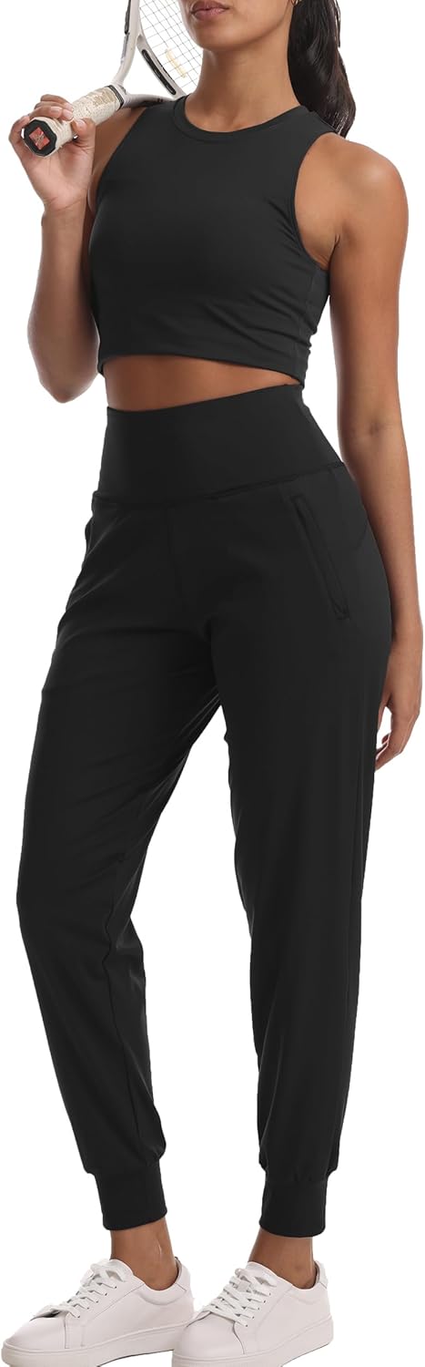 Skiennix Women's Joggers - Lightweight High-Waisted Athletic Pants with Pockets for Yoga & Gym
