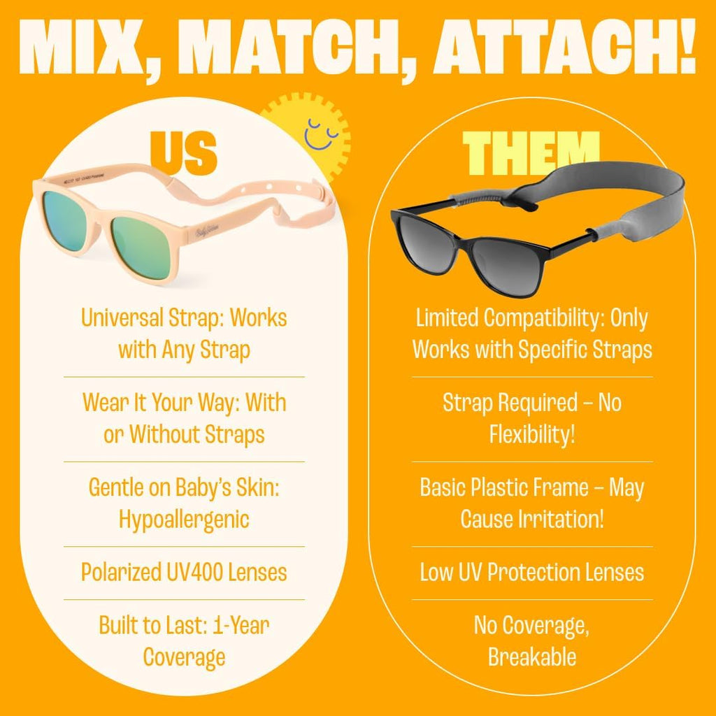 Polarized Baby Sunglasses - Unbreakable Flexible Infant Shades With Strap | For Toddlers 0-24 Months