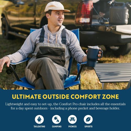GCI Outdoor Comfort Pro Chair - Durable Folding Design in Heathered Pewter Gray
