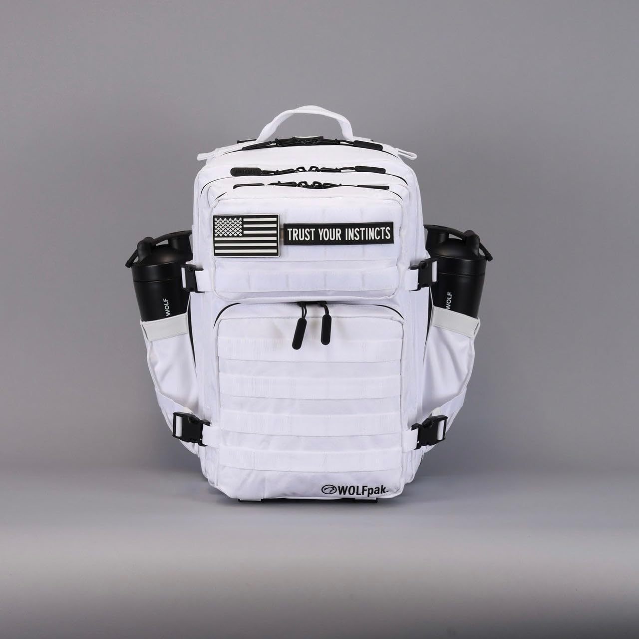 WOLFpak 35L Athletic Gym Backpack - Waterproof 1000D Oxford Material, MOLLE Webbing & Laptop Pocket | Polar White
