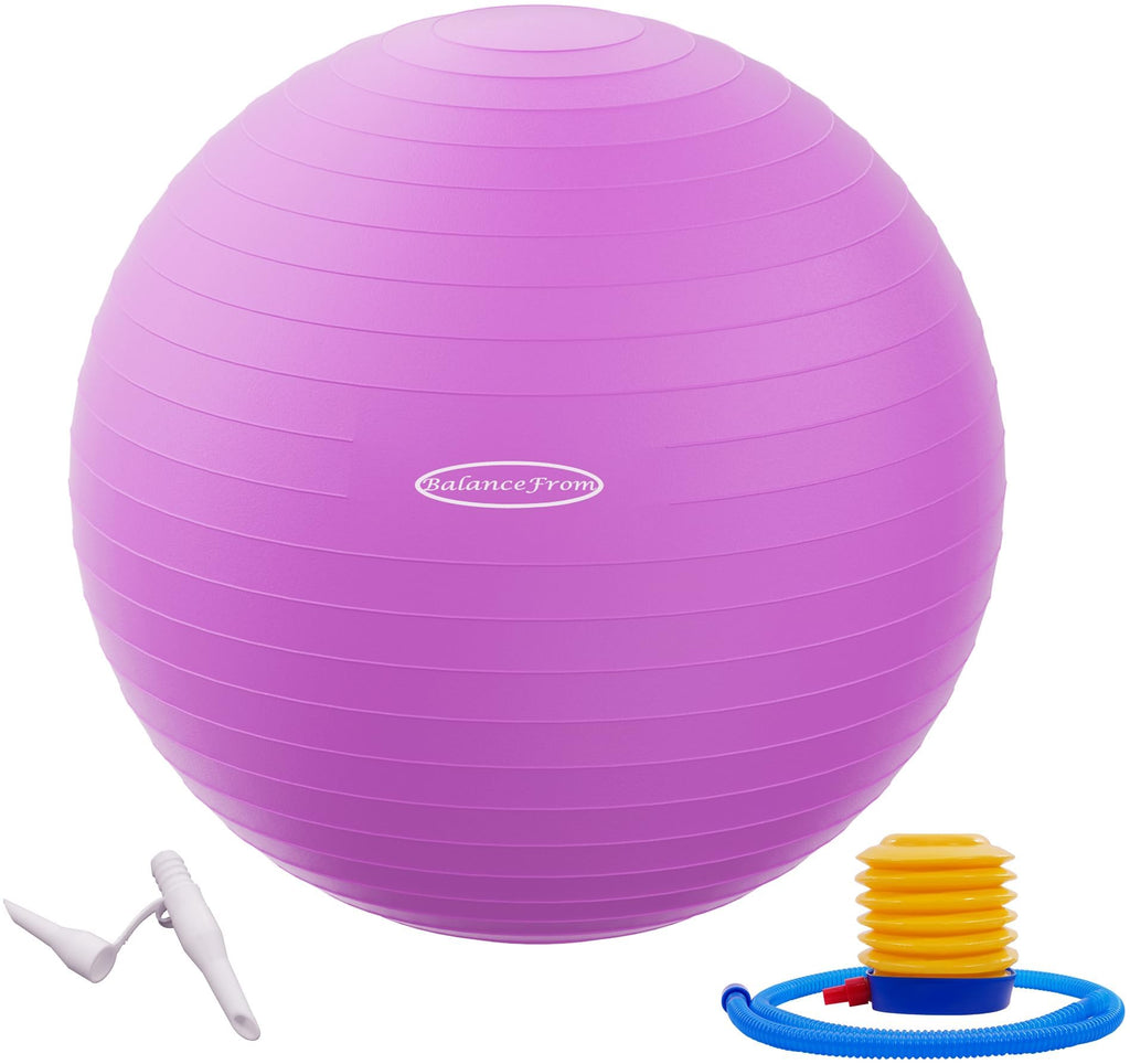 Fitvids Anti-Burst and Slip Resistant Exercise Yoga Ball for Fitness with Quick Pump – 2 – 30-inch – Purple