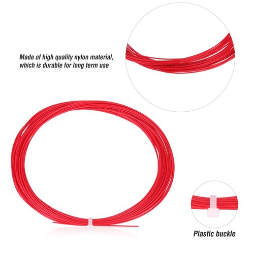 Tbest Badminton String,10m Nylon High Flexibility Badminton Racket Racquet String Line Red,Blue,Black,Fluorescent Green,Purple,Yellow Gym Sport Training Accessory(Red)