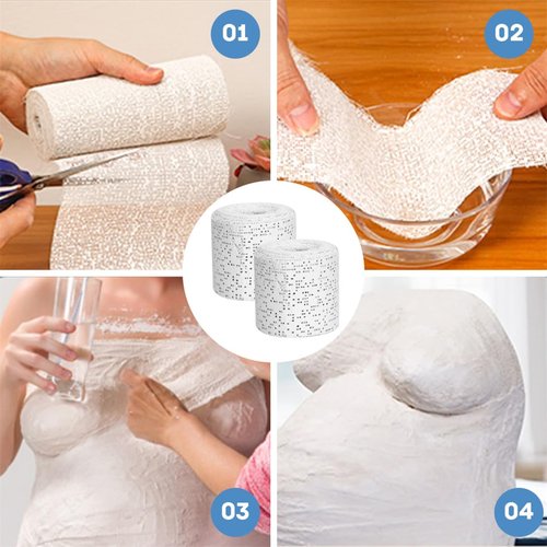 12 Pack Plaster Cloth Rolls for Crafts Plaster Gauze Bandages 2" x 106" White Gauze Strips Wrap Bandage