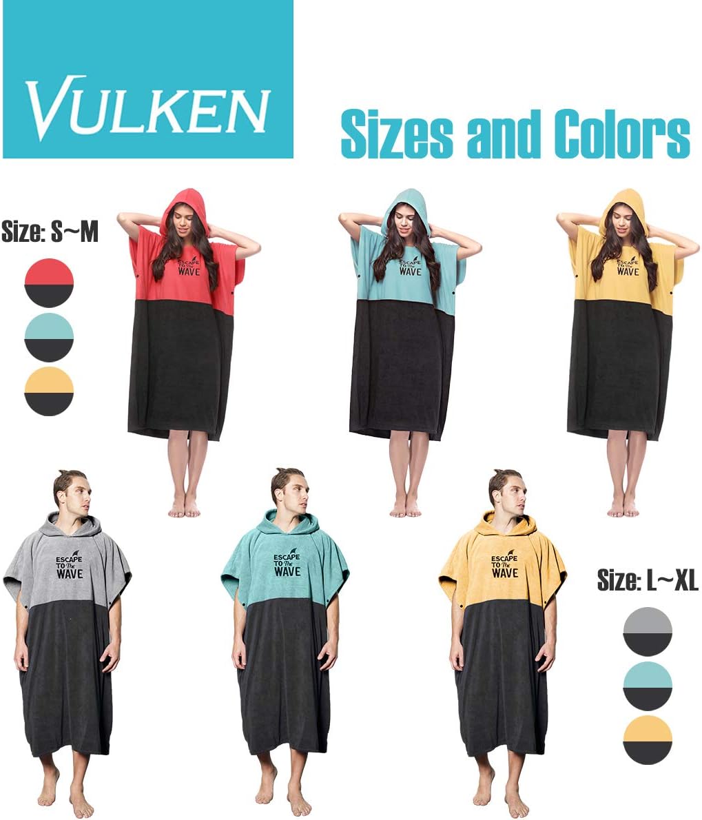 Vulken Extra Large Hooded Beach Towel - Quick Dry Microfiber Surf Poncho for Easy Changing | L/XL