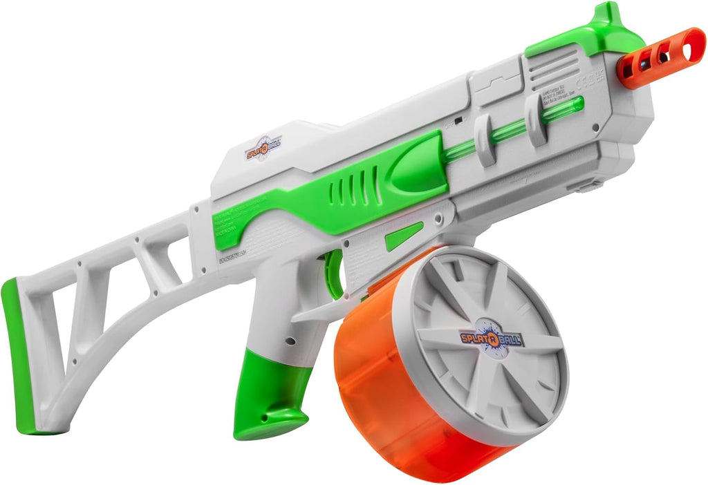 SplatRBall SRB1200 Water Gel Ball Blaster Kit - Glow-in-the-Dark, LED Lights, 225 FPS | 1200-Round Drum, 2000 Rounds - Green/White