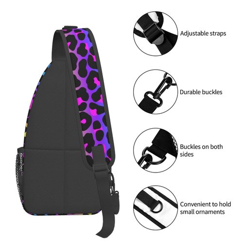 VOOHDDY Leopard Neon Animal Print Sling Bag For Women Men Travel Hiking Backpack Crossbody Shoulder Chest Bags Casual Daypack Sport