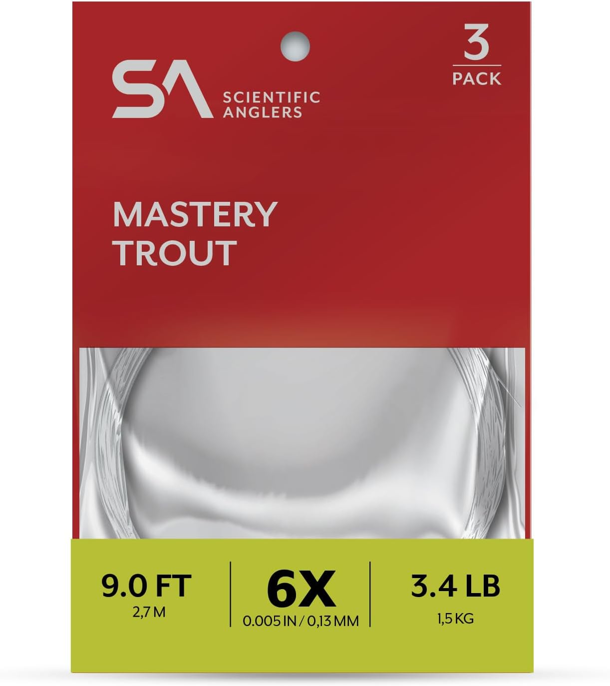 SA Mastery Tapered Leader for Trout Freshwater Fly Fishing - 9ft Length