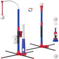 HYES 3-in-1 Baseball Set for Kids 3-5 | Adjustable Tee Ball Stand & Ball Launcher - Blue