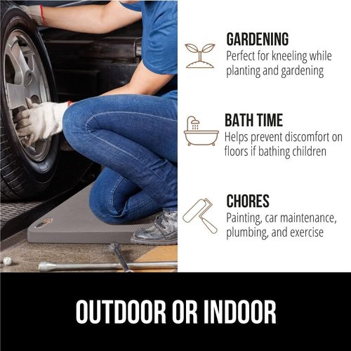 GORILLA GRIP Extra Thick Foam Kneeling Pad - Supportive Cushion for Gardening & Bath Time | 17.5x11, Gray