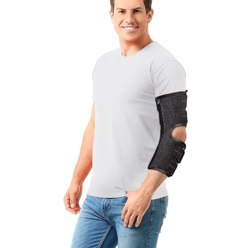 Medium Elbow Brace Support Splint for Cubital Tunnel & Arthritis Pain Relief, Adjustable 90-180° - Left/Right