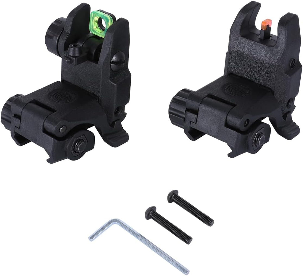 Skiennix Fiber Optic Sights - Tool-Free Adjustable Flip Up Front & Rear Backup Sights | Red & Green Dots