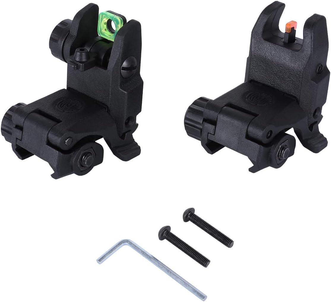 Skiennix Fiber Optic Sights - Tool-Free Adjustable Flip Up Front & Rear Backup Sights | Red & Green Dots