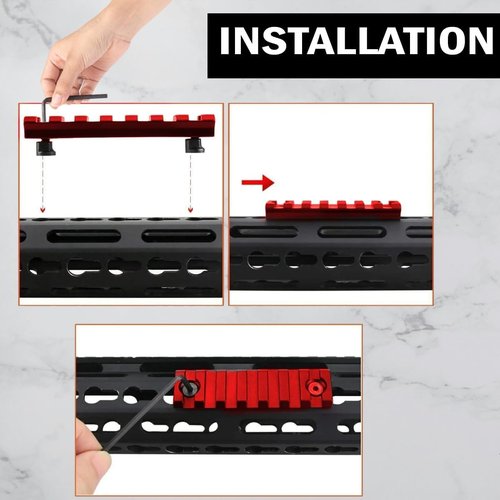 Gotical Combo of 2 Items which Includes 5 Slots 2 Pieces and 7 Slot 2 Pieces Key mod Lightweight Aluminum Red Color (5,7,13 Slot - Trigger & Attachment)