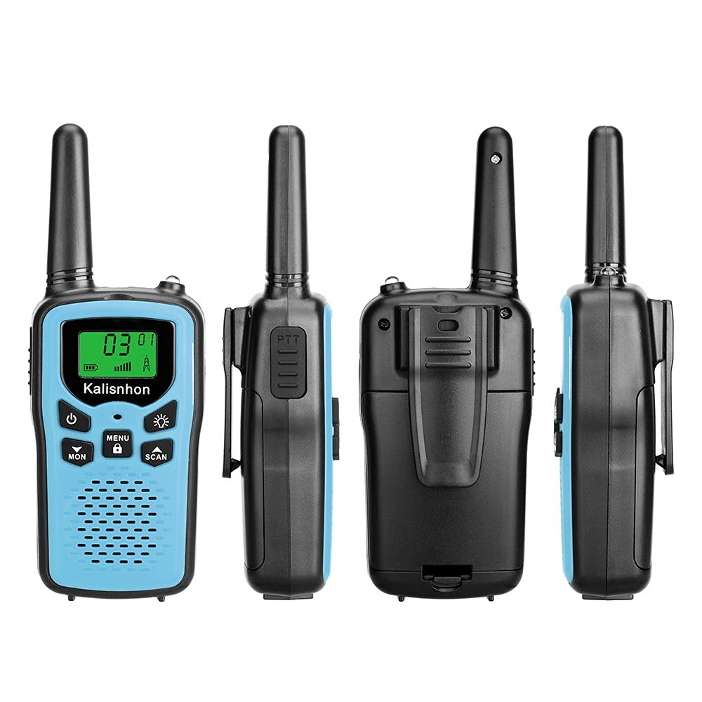 Walkie Talkies for Adults,Kalisnhon walkie talkies with 22 FRS Channels，walkie Talkie Long Range with Flashlight VOX LCD Display Two Way radios for Cycling Camping Hiking(2 Pack) 2-Blue