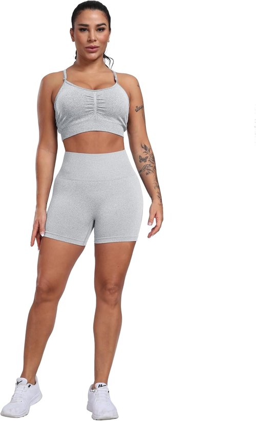 CHRLEISURE Women's High Waisted Booty Shorts - 4 Pack Seamless Scrunch Design for Ultimate Comfort