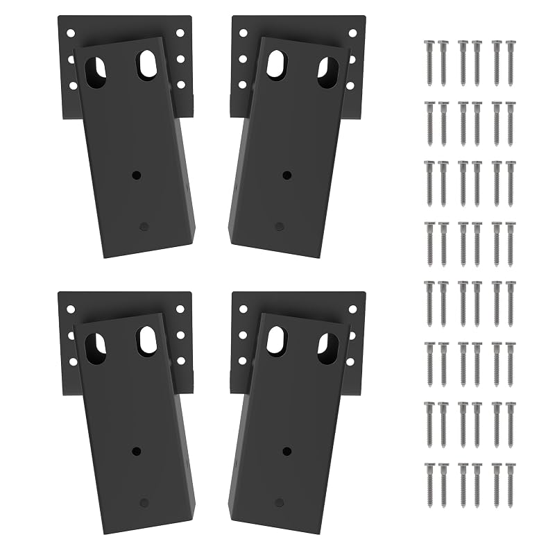 4x4 Compound Angle Brackets for Deer Stands – Heavy Duty Steel, 4-Pack, Black