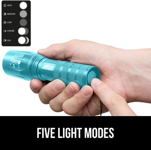 GORILLA GRIP LED Tactical Flashlight - 750 FT High Lumens, 5 Modes, Water Resistant | 2 Pack Turquoise