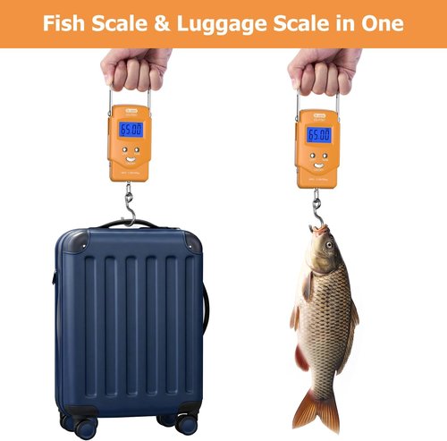 Dr.meter Fishing Scale - 110lb Digital Luggage Scale with Backlit LCD Display & Measuring Tape | Compact & Portable Gift for Men