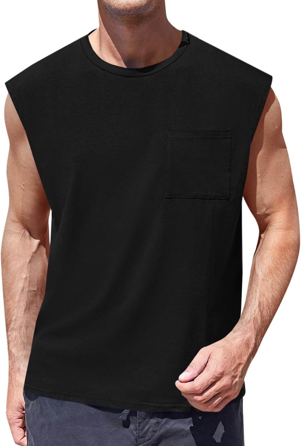 ZIWOCH Men's Sleeveless Tank Tops - Workout Muscle Shirts with Pocket | Comfortable Fit for Gym