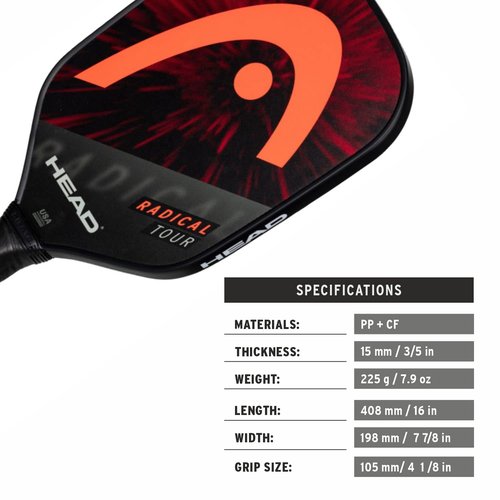 Head 2022 Radical Tour Pickleball Paddle (4-1/8)