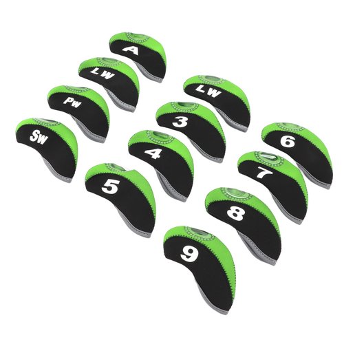 Topyond 12 PCS Golf Club Head Covers, Iron Pole Numbered Club Protective Head Covers for Men Women, Golf Iron Covers Fit for Most Standard Irons(Black Green)