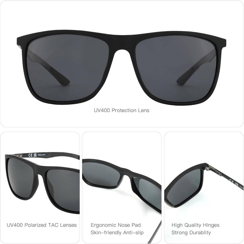 ZENOTTIC Polarized Sunglasses - Ultralight Carbon Fiber Design for Men | UV400 Protection for Sports & Outdoor Activities
