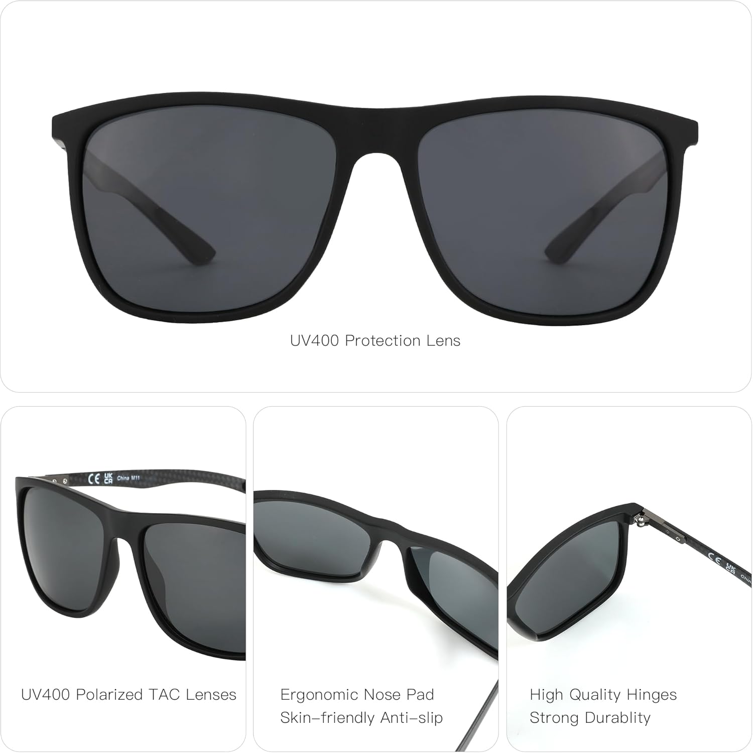 ZENOTTIC Polarized Sunglasses - Ultralight Carbon Fiber Design for Men | UV400 Protection for Sports & Outdoor Activities