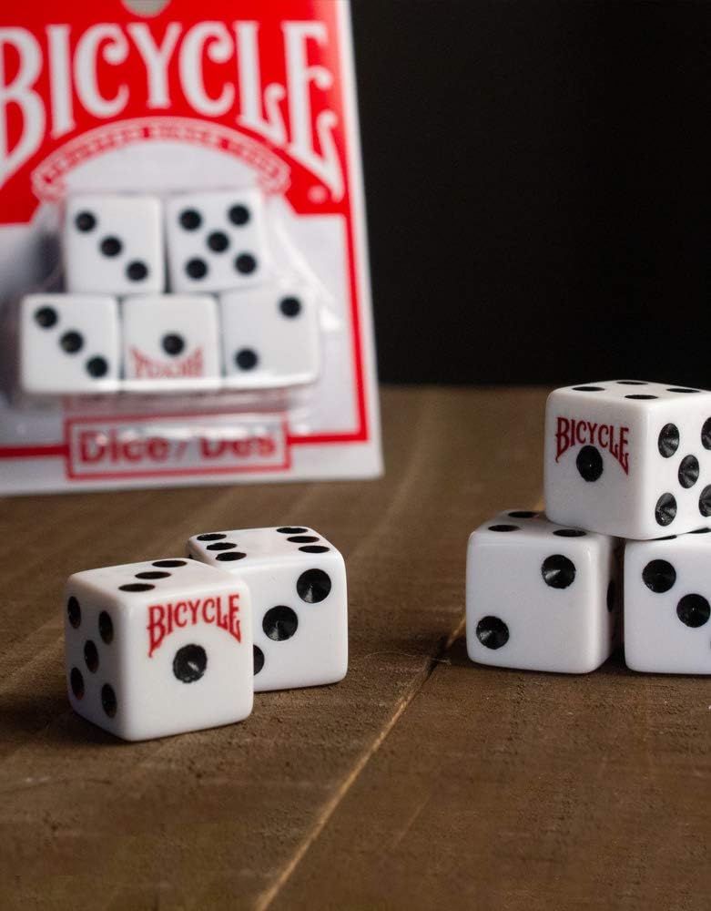 Skiennix Bicycle Dice Set - 5 Count Colorful Dice for Fun Games and Activities