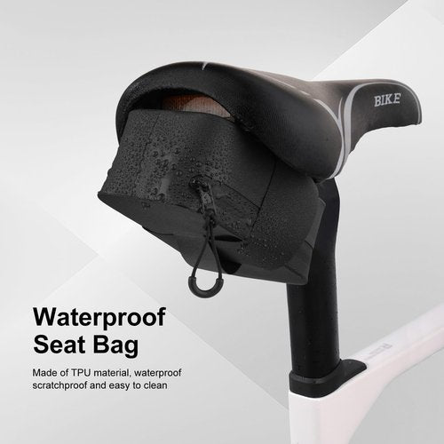 MOSISO Bike Seat Bag, Waterproof Small Bike Tail Bag Bicycle Under Seat Bag, 0.5L Lightweight Bicycle Cuboid Storage Bag Cycling Accessories Pouch for Road Mountain Cycling, Black