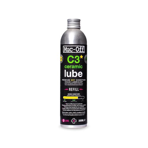 Muc-Off C3 Dry Chain Lube - Ceramic Bike Chain Oil for Wet Weather | 10.14 fl oz Refill