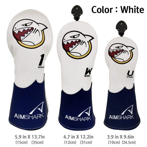 AIMSHARK Mark Golf Head Covers/Driver Cover/Fairway Wood Cover/Utility Cover (Mark Driver Cover White)