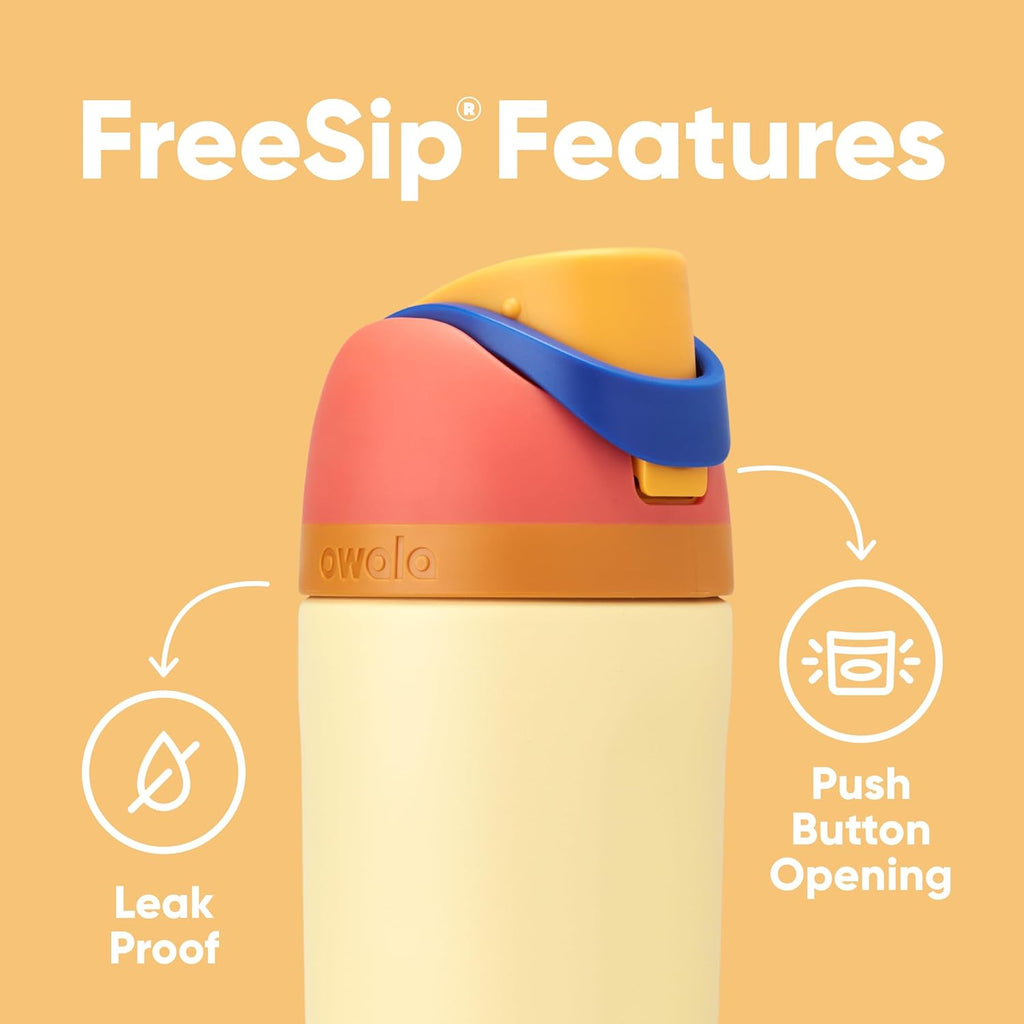 Owala Kids FreeSip Water Bottle - Insulated Stainless Steel with Straw, BPA-Free, 16 oz, Misty Horizon