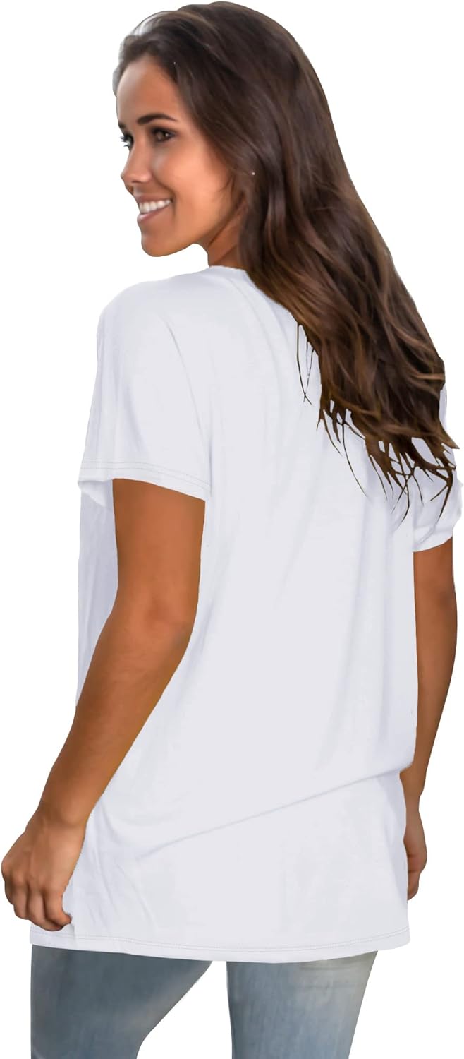Saloogoe Women's Loose Fit T-Shirts - Short Sleeve Casual Summer Yoga Tops | Comfortable Tunic Style